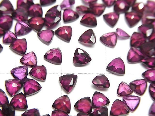 [Video]High Quality Rhodolite Garnet AAA Loose stone Triangle Faceted 4x4mm 5pcs