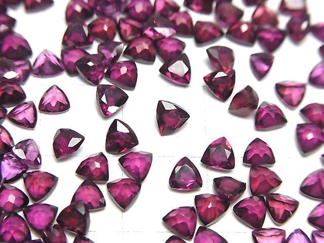 [Video]High Quality Rhodolite Garnet AAA Loose stone Triangle Faceted 4x4mm 5pcs