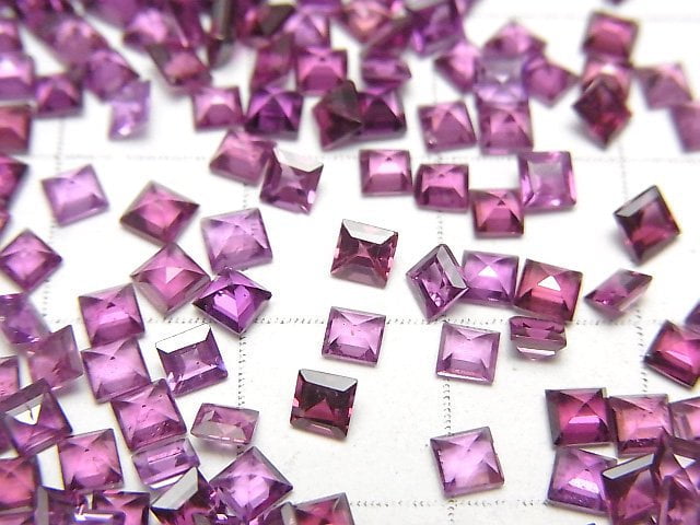 [Video]High Quality Rhodolite Garnet AAA Loose stone Square Faceted 3x3mm 10pcs