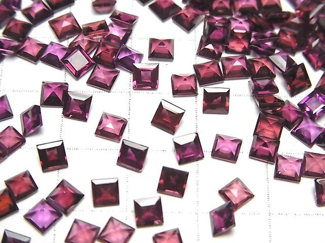 [Video]High Quality Rhodolite Garnet AAA Loose stone Square Faceted 4x4mm 5pcs