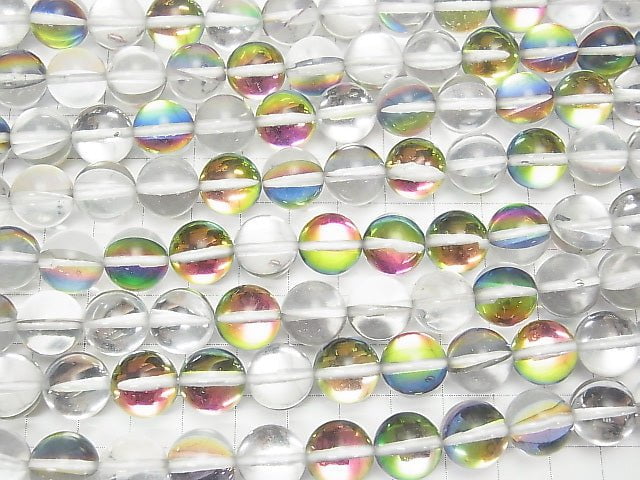 Rainbow Luna Flash Round 12mm 1strand beads (aprx.14inch/35cm)