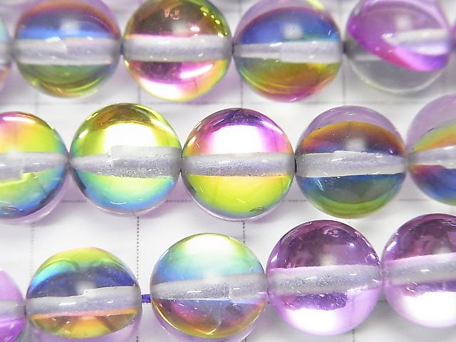 [Video] Rainbow Purple Luna Flash Round 10mm 1strand beads (aprx.14inch/35cm)