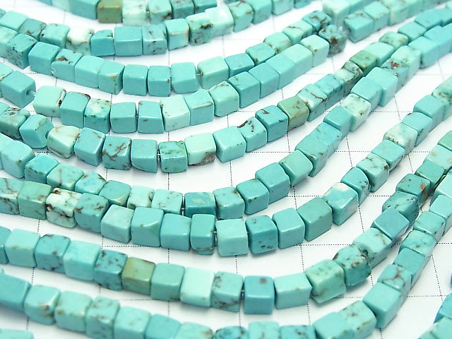 1strand $4.79! Magnesite Turquoise  Cube 4x4x4mm 1strand beads (aprx.15inch/36cm)