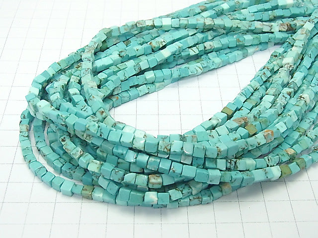 1strand $4.79! Magnesite Turquoise  Cube 4x4x4mm 1strand beads (aprx.15inch/36cm)