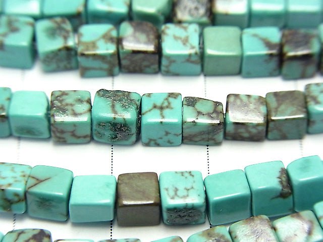 1strand $4.79! Magnesite Turquoise  Cube 4x4x4mm 1strand beads (aprx.15inch/36cm)