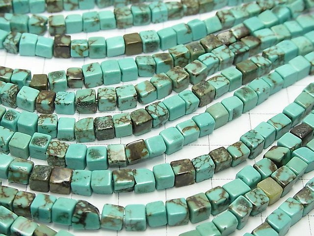 1strand $4.79! Magnesite Turquoise  Cube 4x4x4mm 1strand beads (aprx.15inch/36cm)