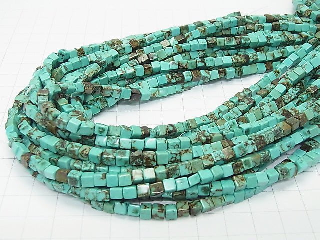 1strand $4.79! Magnesite Turquoise  Cube 4x4x4mm 1strand beads (aprx.15inch/36cm)