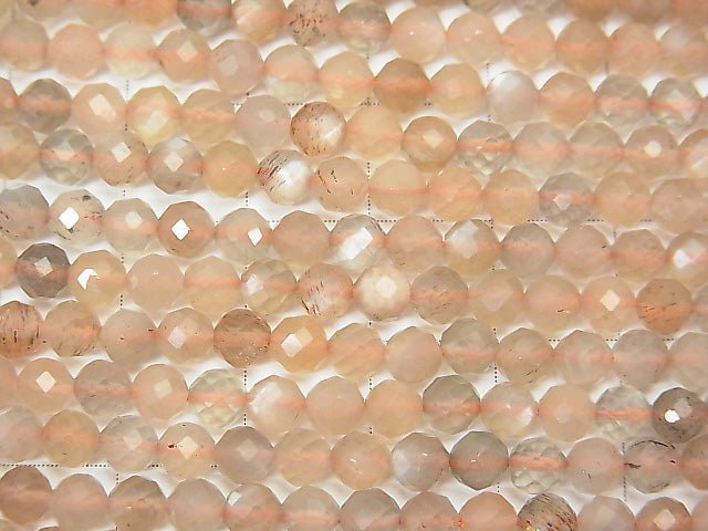 [Video] High Quality! 1strand $8.79! Silver Sheen Brown Moonstone AAA Faceted Round 4mm 1strand beads (aprx.15inch / 38cm)