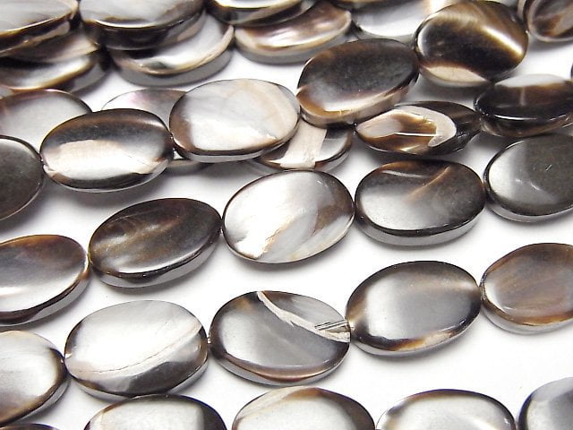 [Video]Mother of Pearl MOP Brown Oval 12x8mm 1strand beads (aprx.15inch/38cm)