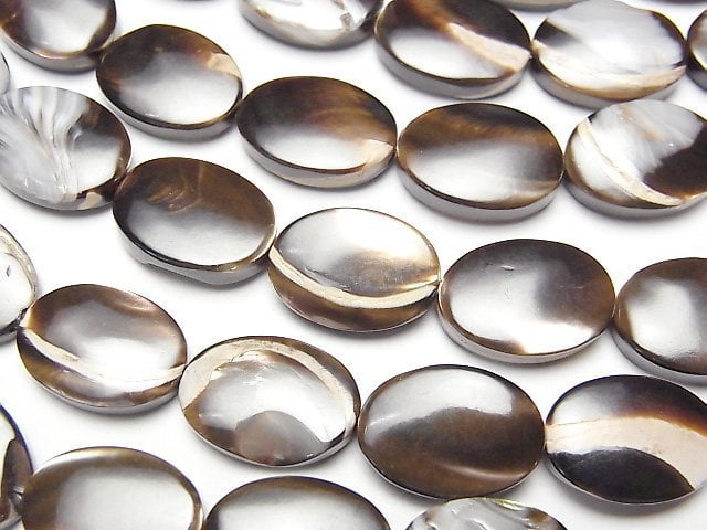 [Video]Mother of Pearl MOP Brown Oval 14x10mm 1strand beads (aprx.15inch/37cm)