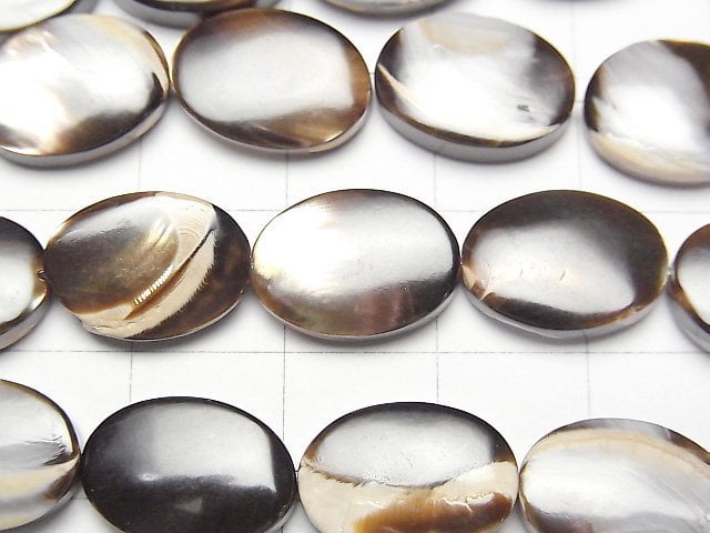 [Video]Mother of Pearl MOP Brown Oval 14x10mm 1strand beads (aprx.15inch/37cm)