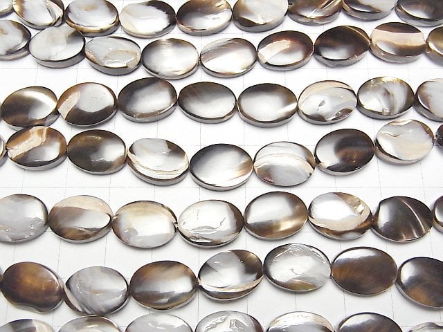 [Video]Mother of Pearl MOP Brown Oval 14x10mm 1strand beads (aprx.15inch/37cm)