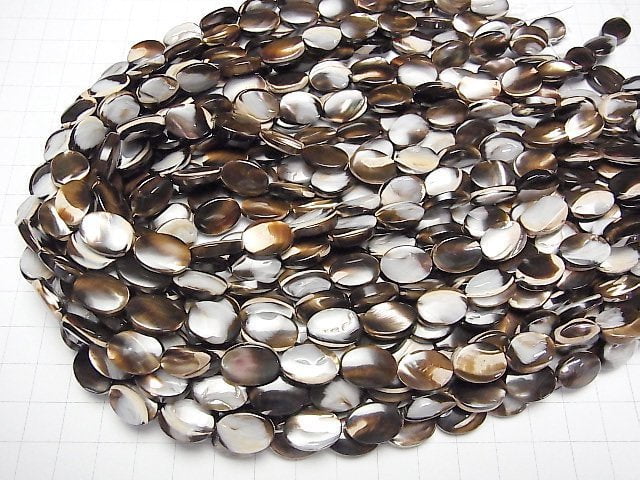 [Video]Mother of Pearl MOP Brown Oval 14x10mm 1strand beads (aprx.15inch/37cm)