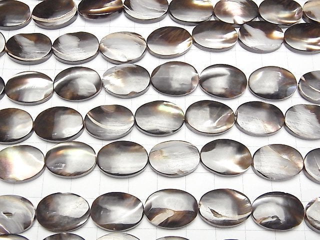 [Video]Mother of Pearl MOP Brown Oval 18x13mm 1strand beads (aprx.14inch/35cm)