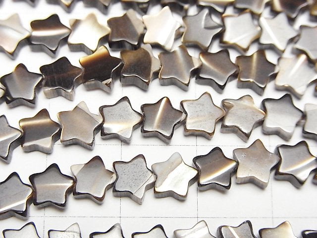 [Video]Mother of Pearl MOP Brown Star 6x6mm 1strand beads (aprx.15inch/37cm)