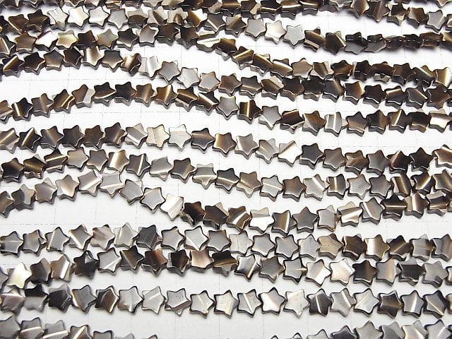 [Video]Mother of Pearl MOP Brown Star 6x6mm 1strand beads (aprx.15inch/37cm)