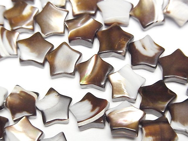 [Video]Mother of Pearl MOP Brown Star 9x9mm 1strand beads (aprx.15inch/37cm)