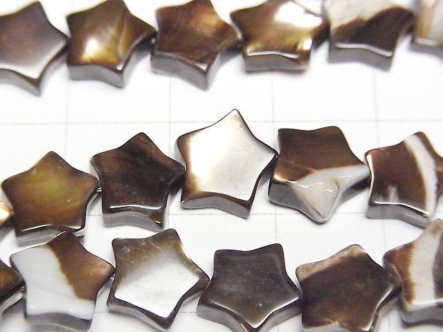 [Video]Mother of Pearl MOP Brown Star 9x9mm 1strand beads (aprx.15inch/37cm)