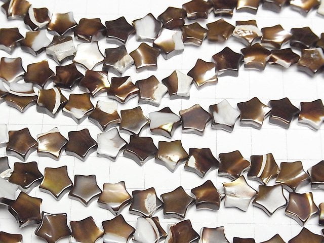 [Video]Mother of Pearl MOP Brown Star 9x9mm 1strand beads (aprx.15inch/37cm)