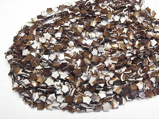 [Video]Mother of Pearl MOP Brown Star 9x9mm 1strand beads (aprx.15inch/37cm)