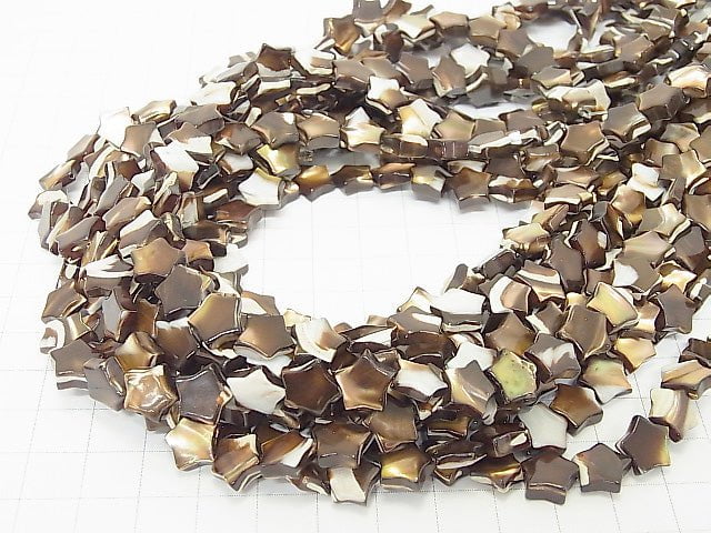 [Video] Mother of Pearl MOP Brown Star 9x9x3mm 1strand beads (aprx.15inch / 37cm)