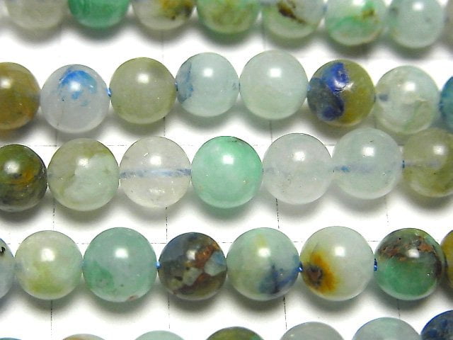 [Video] Chrysocolla Quartz Round 6mm 1strand beads (aprx.15inch/37cm)
