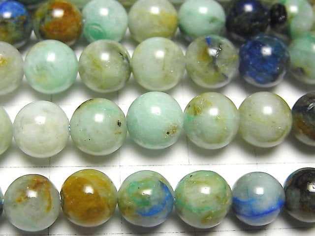 [Video] Chrysocolla Quartz Round 8mm half or 1strand beads (aprx.15inch/38cm)