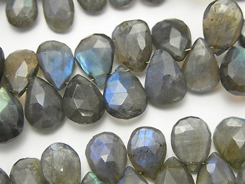 Faceted Briolette, Labradorite, Pear Shape Gemstone Beads