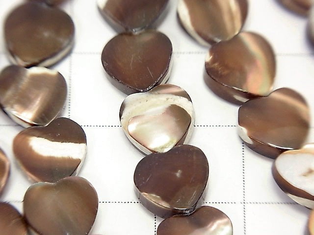 Mother of Pearl MOP Brown Vertical Hole Heart Shape 8x8x3mm 1strand beads (aprx.15inch/37cm)