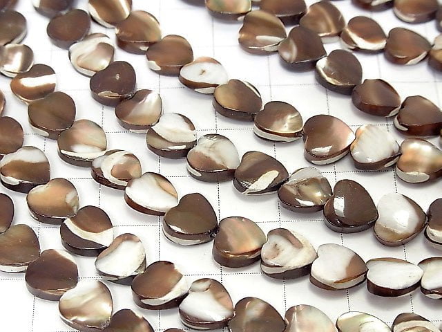 Mother of Pearl MOP Brown Vertical Hole Heart Shape 8x8x3mm 1strand beads (aprx.15inch/37cm)