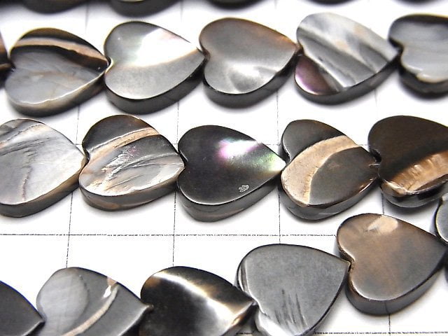 Mother of Pearl MOP Brown Vertical Hole Heart Shape 10x10x3mm 1strand beads (aprx.15inch/37cm)