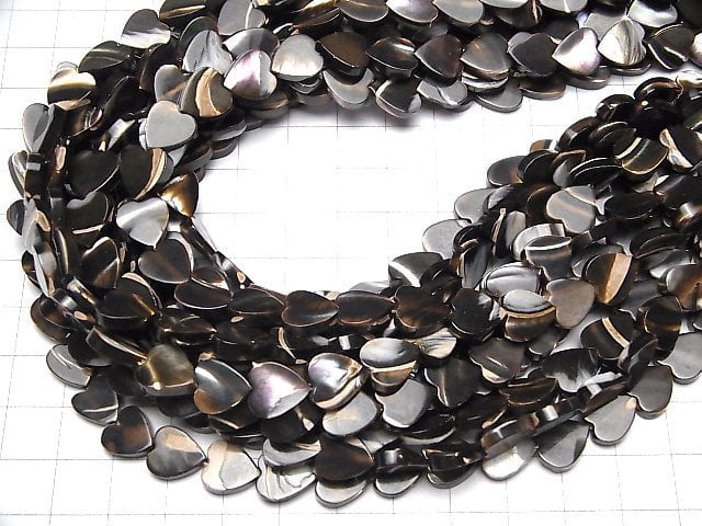 Mother of Pearl MOP Brown Vertical Hole Heart Shape 10x10x3mm 1strand beads (aprx.15inch/37cm)