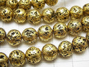 Lava Round 8mm gold color coated 1strand beads (aprx.14inch/35cm)