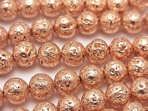 1strand $5.79! Rubber (Lava) Round 8mm Pink Gold Color Coating 1strand (aprx.14inch / 35cm)