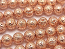 Lava Round 8mm Pink Gold Color Coated 1strand beads (aprx.14inch/34cm)