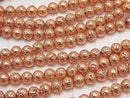 Lava Round 8mm Pink Gold Color Coated 1strand beads (aprx.14inch/34cm)