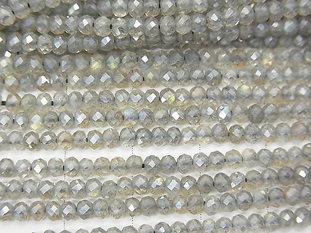 [Video] Labradorite AAA Faceted Button Roundel coating 1strand beads (aprx.12inch / 30cm)