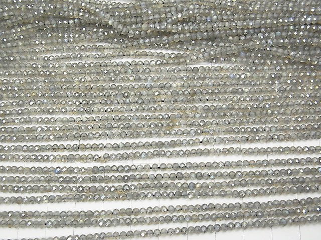 [Video] Labradorite AAA Faceted Button Roundel coating 1strand beads (aprx.12inch / 30cm)