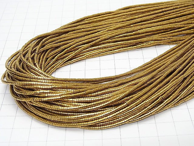 Hematite Tube (Heishi) 2x2x1mm Gold coating 1strand beads (aprx.15inch / 38cm)