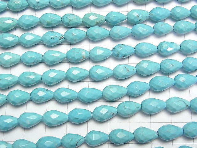 [Video]Magnesite Turquoise Vertical Hole Faceted Drop 12x7x7mm 1strand beads (aprx.15inch/36cm)