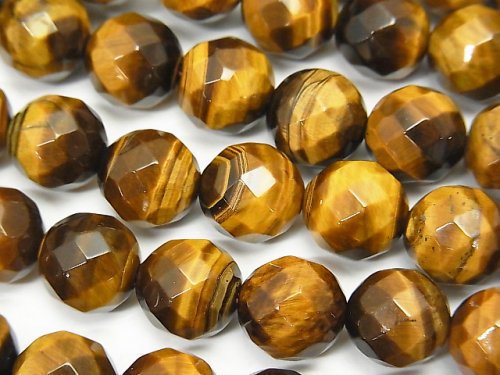 Faceted Round, Tiger's Eye Gemstone Beads