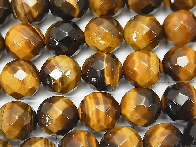 1strand $9.79! Yellow Tiger's Eye AA ++ 64Faceted Round 10mm 1strand beads (aprx.15inch / 36cm)