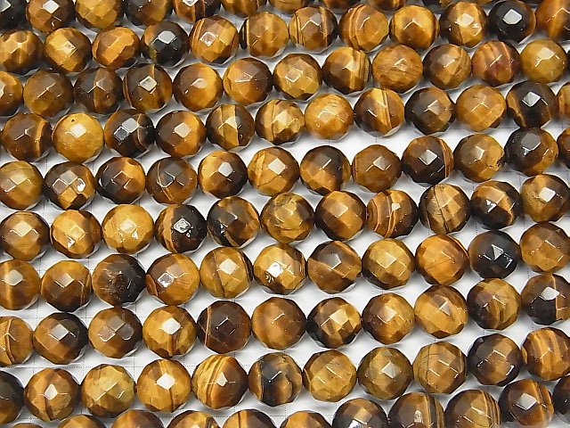 1strand $9.79! Yellow Tiger's Eye AA ++ 64Faceted Round 10mm 1strand beads (aprx.15inch / 36cm)
