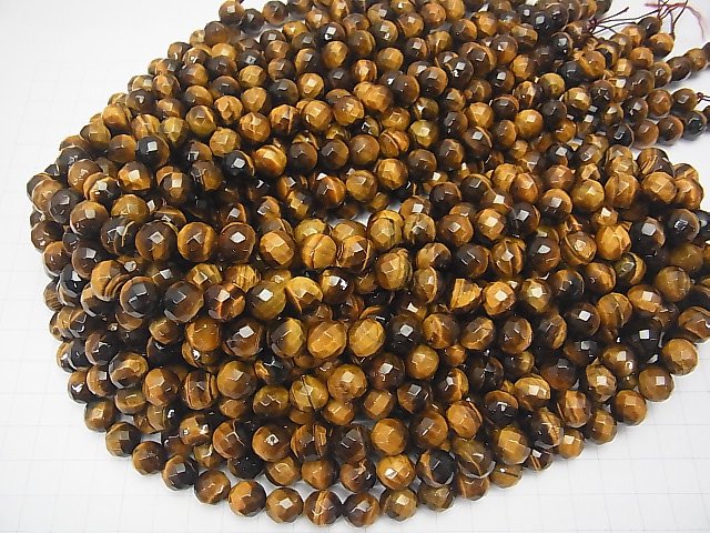 1strand $9.79! Yellow Tiger's Eye AA ++ 64Faceted Round 10mm 1strand beads (aprx.15inch / 36cm)