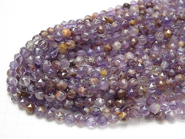 [Video] High Quality! Garden Amethyst AAA- Star Faceted Round 8mm half or 1strand beads (aprx.15inch/36cm)