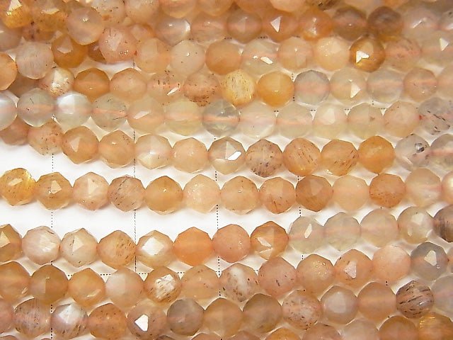 [Video] High Quality! Silver Sheen Multi Color Moonstone AA++ Star Faceted Round 4mm 1strand beads (aprx.15inch / 38cm)