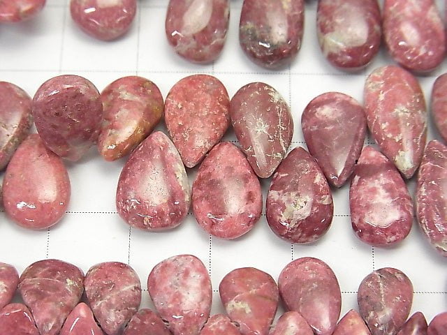 Norway Thulite Pear shape (Smooth) half or 1strand beads (aprx.7inch / 19cm)