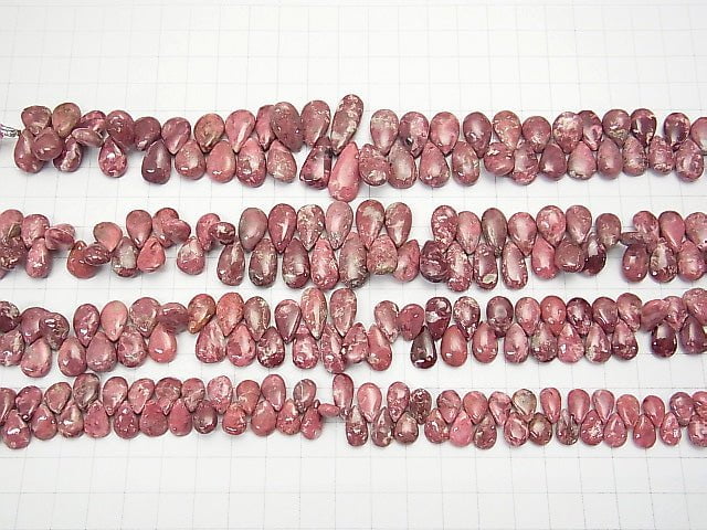 Norway Thulite Pear shape (Smooth) half or 1strand beads (aprx.7inch / 19cm)