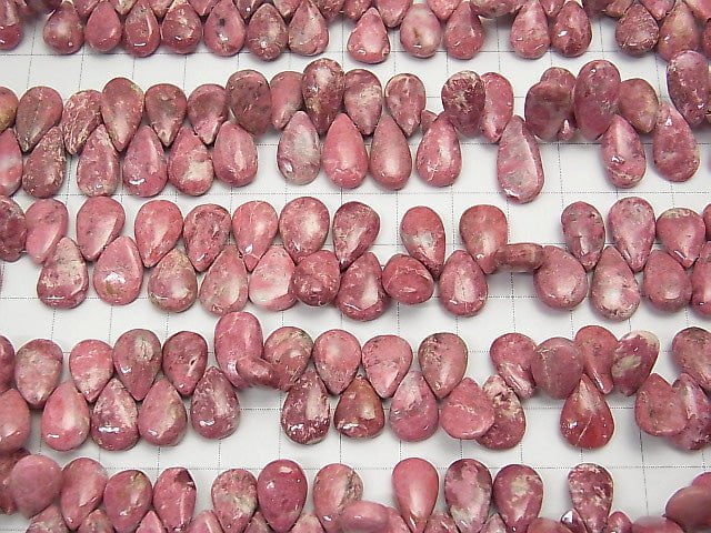 [Video] Norway Thulite Pear shape (Smooth) half or 1strand beads (aprx.7inch / 19cm)