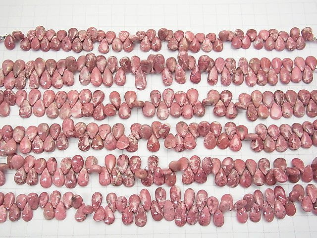 [Video] Norway Thulite Pear shape (Smooth) half or 1strand beads (aprx.7inch / 19cm)
